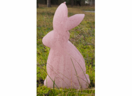 Svíčka zajíc růžový metal, výška 20 cm