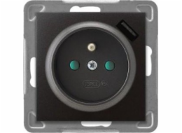Single Nest Ospel Impresja GP-1YZPUSB/M/50 s uzemněním s výňatky s nabíječkou USB 2.1A antracit
