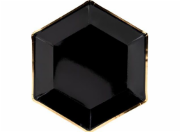 Talíře Party Deco Paper, geometrické, černé se zlatým okrajem, 23 cm, 6 ks univerzální