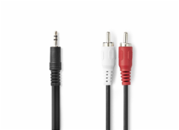 NEDIS stereofonní audio kabel/ 3,5 mm zástrčka - 2x CINCH zástrčka/ černý/ bulk/ 1m