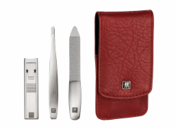 Zwilling TWINOX      Red push-button leather case 3-pcs.