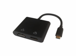 DELTACO Adaptér USB Type C/HDMI, DP, černý