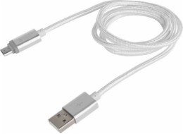 Natec Extreme Media microUSB - USB 2.0 (M) USB kabel, 1m, stříbrný, nabíjecí LED