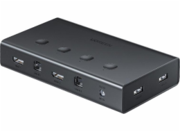 Ugreen KVM přepínač (klávesnice video myš) 4 x 1 HDMI (samice) 4 x USB (samice) 4 x USB typu B (samice) černá (CM293)