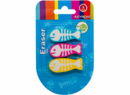 Keyroad Keyroad Universal Eraser Fish, 3 ks, blistr, mix barev
