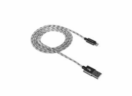 CANYON Nabíjecí kabel Lightning USB pro iPhone 5/6/7, opletený, kovový plášť, 1 metr, šedá