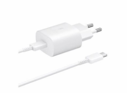 Samsung síťová nabíječka EP-TA800EWE + kabe EP-DA705BWE USB-C, 25W, bílá, (bulk)