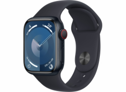 Apple Watch Series 9 GPS + mobilní chytré hodinky, 41mm půlnoční hliníkové pouzdro s půlnočním sportovním páskem – M/L