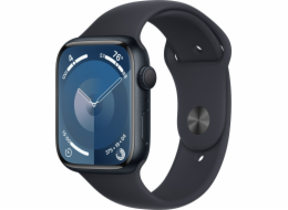 Chytré hodinky Apple Apple Watch Series 9 GPS 45mm půlnoční hliníkové pouzdro s půlnočním sportovním páskem – M/L, model A2980