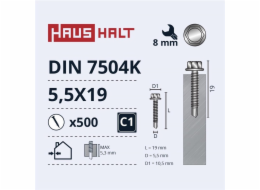 Samořezné šrouby Haushalt, DIN 7504K, 5,5 x 19 mm, 500 ks.