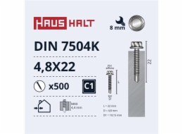Samořezné šrouby Haushalt, DIN 7504K, 4,8 x 22 mm, 500 ks.