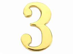 Číslo dveří "3", zlatá barva, 45 mm