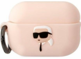 Karl Lagerfeld Case Karl Lagerfeld KLAP2RUNIKP kryt Apple AirPods Pro 2 růžový/růžový Silikonový Karl Head 3D