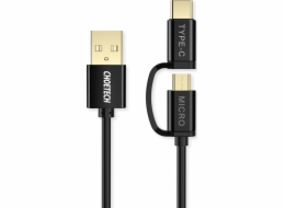Choetech USB-A - microUSB + USB-C USB kabel 1,2 m černý (XAC-0012-101BK)