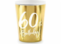 Party Deco Cups k šedesátým narozeninám 60h narozeninám! zlatá - 220 ml - 6 ks univerzální