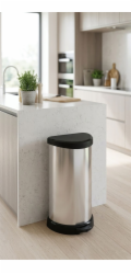 Koš Curver® DECO BIN 40 litrů, stříbrný/černý, na odpadky, s pedálem