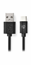 NEDIS kabel USB 2.0/ zástrčka USB-C - zástrčka USB-A/ 15W/ černý/ box/ 2m