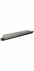 Patch panel Solarix modulární neosazený 24 portů, černý 1U