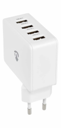 NEDIS síťová nabíječka/ 24 W/ 5V/ 4x 2.4 A/ rychlé nabíjení/ 4x USB-A/ bílá