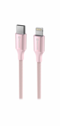 SWISSTEN DATOVÝ KABEL TEXTILE II USB-C / LIGHTNING 1,5 M RŮŽOVÝ