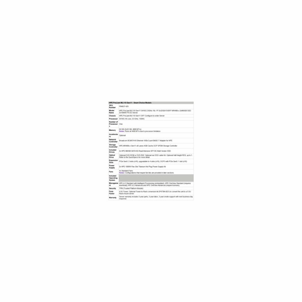 HPE PL ML110g11 5416S (2.0G/16C) 2x32G (p43328) 2x960G (p...