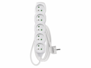 Prodlužovací kabel 1,5m / 5 zásuvek / bílý / PVC / 1mm2
