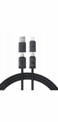 Kabel Baseus Versatile 60W USB-C - USB-C z adapterami USB-A i Lighting 1m - czarny