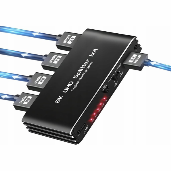 Pawonik ROZDĚLOVAČ HDMI 2.1 1x4 ROZDĚLOVAČ ULTRAHD HDCP 2...