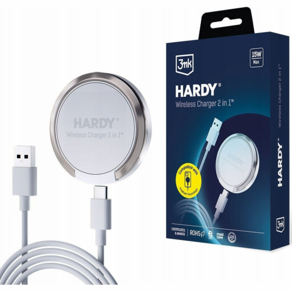 3mk Bezdrátová nabíječka Hardy 2v1 15W bílá