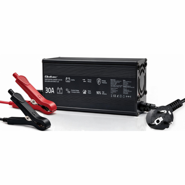 Qoltec Nabíječka LiFePO4 baterií 12V | 30A | PF 0,9 | LED