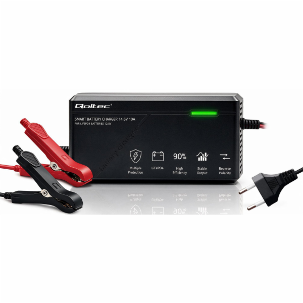 Qoltec Nabíječka LiFePO4 baterií 12V | 10A | PF 0,9 | LED