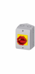 Siemens Hlavní/nouzový vypínač v krytu 3P 16A 7,5kW AC23A 400V, 1NO 1NC kontakty, žlutočervený knoflík 3LD2064-1GP53