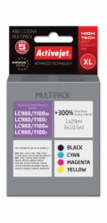 Activejet Ink ABB-1100NX (náhradní inkoust Brother LC1100/980; Supreme; 1 x 29 ml, 3 x 19,5 ml; černý, červený, modrý, žlutý)