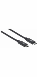 Manhattan USB-C kabel, USB 3.1 Gen 2, USB-C Male na USB-C Male, 10 Gbps, 5 A, 1m, černá