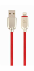 Gembird kábel nabíjací Lightning 8-pin (M) na USB 2.0 (M), prémiový, gumovo - opletený, 2 m, červený