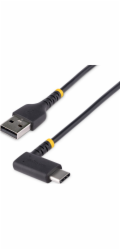 StarTech 6in (15cm) USB A to C Charging Cable Right Angle, Heavy Duty Fast Charge USB-C Cable, USB 2.0 A to Type-C, Durable and Rugged Aramid Fiber, 3A, S20/iPad/Pixel - High Quality Short USB Chargin