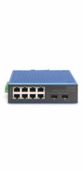 DIGITUS Industrial 8+2-Port Fast Ethernet Switch 8 Port FE RJ45, 2 GE SFP Ports