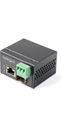 Startech PoE+ Industrial Fiber to Ethernet Media Converter 30W, SFP to RJ45, Singlemode/Multimode Fiber Optic to Copper Gigabit Ethernet, Mini/Compact Size, IP-30/ -40 to +75C, 1Gbps - Mini Media Conv