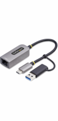 Startech USB-C to Ethernet Adapter w/USB-A Adapter, Realtek RTL8153B - Síťový adaptér - USB-C 3.2 Gen 1 - Gigabit Ethernet - šedá space gray