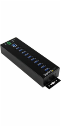 Startech 10 Port USB Hub with Power Adapter, Surge Protection, Metal Industrial USB 3.0 Data Transfer Hub, Din Rail, Wall or Desk Mountable, High Speed USB 3.1/ USB 3.2 Gen 1 5Gbps Hub - Windows/macOS