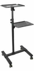 Startech Mobile Projector and Laptop Stand/Cart, Heavy Duty Portable Projector Stand (2 Vented Shelves, hold 22lb/10kg each), Height Adjustable Rolling AV Presentation Cart with Wheels - Lockable Cast