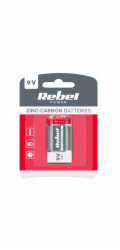 Baterie 6F22 (9V) Zn-Cl REBEL 1ks / blistr BAT0082B