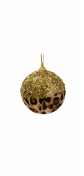 Vánoční hračka na stromeček Decoris Leopard, hnědá, 8 cm