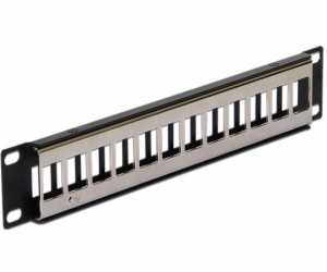 Delock 10” Keystone Patch Panel 12 Port metal black