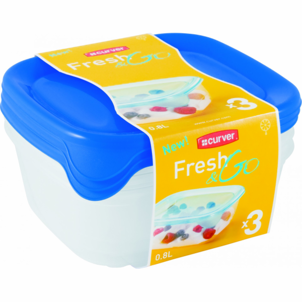 Sada potravinových dóz FRESH&amp;GO 3x0,8l modrá