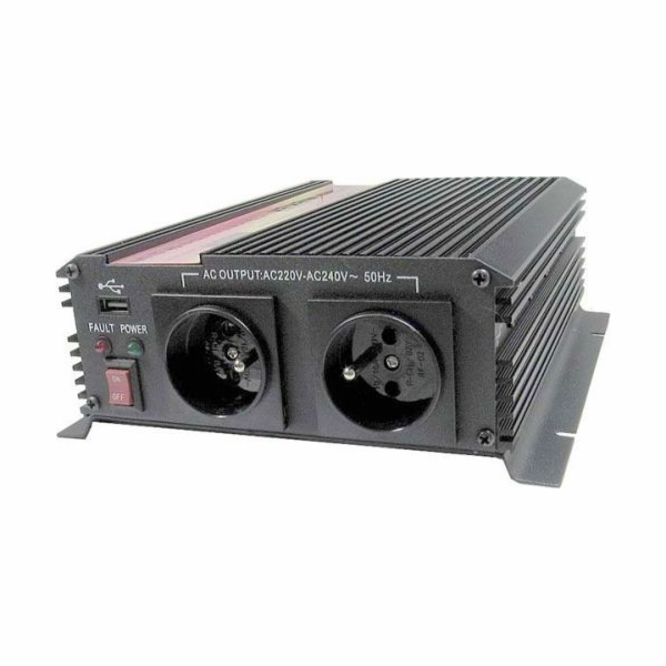 Měnič napětí Carspa CAR1KU-12 12V/230V+USB 1000W, modifik...