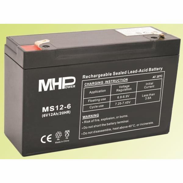 Baterie MHPower MS12-6 VRLA AGM 6V / 12Ah 