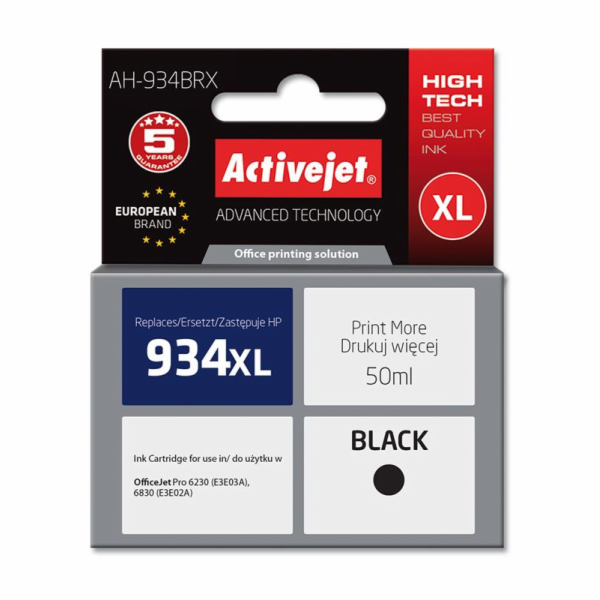 Activejet AH-934BRX ink for HP printer; HP 934XL C2P23AE ...