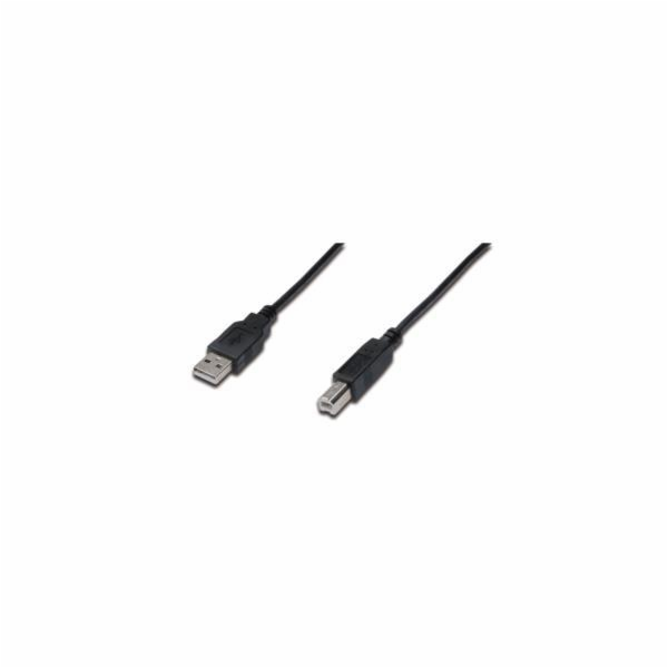 Digitus USB kabel A/samec na B/samec, 2x stíněný, černý, 1m