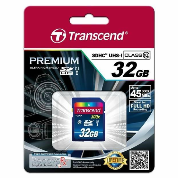 TRANSCEND SDHC karta 32GB Premium, Class 10 UHS-I, 300X